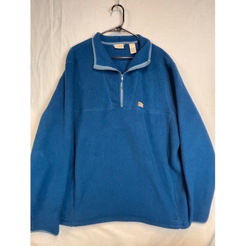 LL Bean Mens Blue Quarter Zip Fleece Pullover XXL Tall 512297 Recycled Polyester